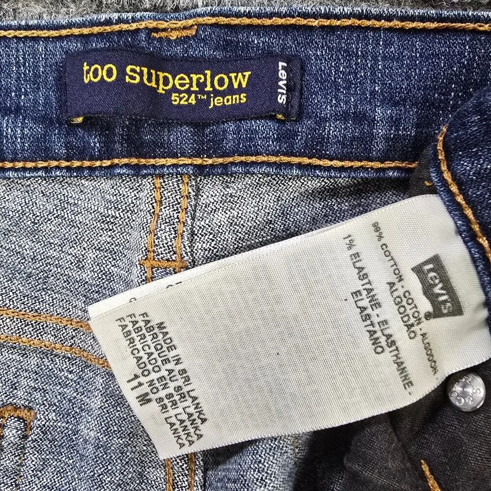 Levi's 524 Too Superlow Jeans Womens 14M 31x31 Blue Bootcut Low Rise Stretch Y2K - Picture 3 of 7